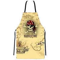 Pánská barber zástěra Barbertime Mapped Pro Barber Apron - žlutá - Pirates of the Barbertime + dárek zdarma