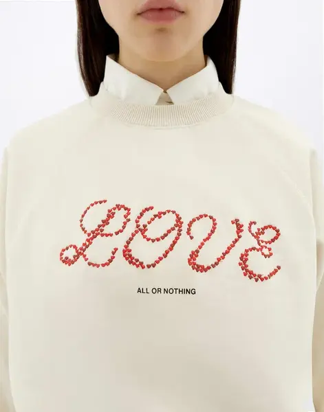 Thinking MU Love Heart Bonnie Sweatshirt WHITE M