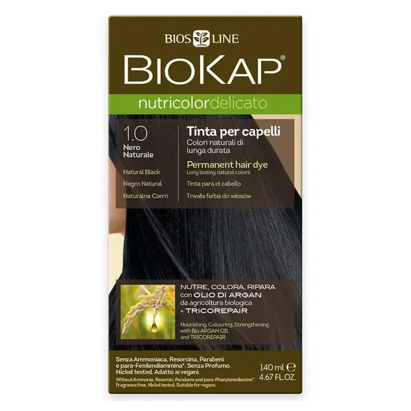 BIOKAP Farba na vlasy 1.0 Čierna prírodná 140 ml