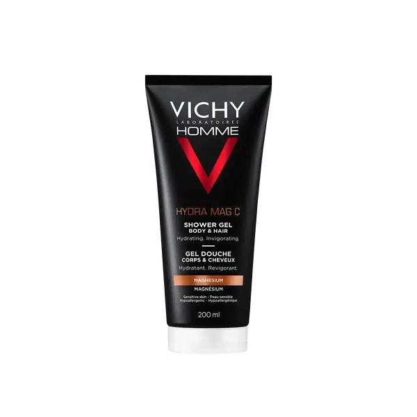 VICHY Homme Hydra Mag C Hydratační povzbuzující sprchový gel na tělo a vlasy 200 ml