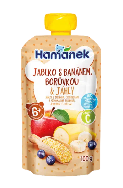 HAMÁNEK kapsička Jablko s banánem, borůvkou a jáhly 100 g