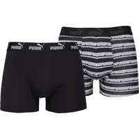 Puma ELEMENTS MEN STRIPED BOXERS 2P Pánské boxerky, černá, velikost