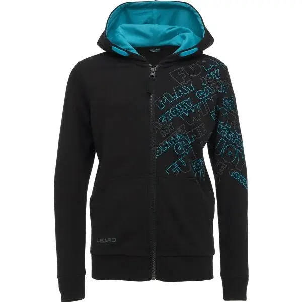 Lewro EVERETT Chlapecká celorozepínací mikina, černá, velikost 152-158