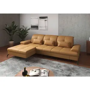 Sit & More ROHOVÁ SEDAČKA, textil, kůže, curry žlutá