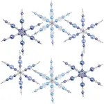 6Pcs 3 Styles Glass Beaded Snowflake Multi-Strand Links