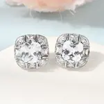 Brass Pave Clear Cubic Zirconia & Glass Stud Earrings