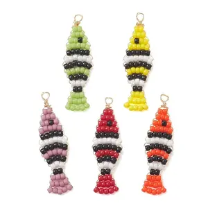 Copper Wired Glass Seed Bead Pendants