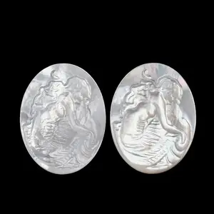 Natural White Shell Carved Cabochons