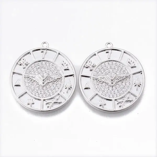 Brass Micro Pave Clear Cubic Zirconia Pendants