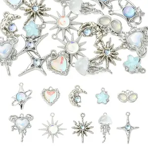 20Pcs 10 Styles Alloy Resin Pendants