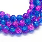 Baking Paint Transparent Crackle Glass Round Bead Strands