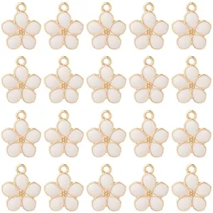 30Pcs Light Gold Plated Alloy Enamel Pendants