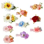 10Pcs 10 Styles Simulation Flower Cloth Alligator Hair Clips