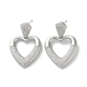 Brass Pave Cubic Zirconia Stud Earrings