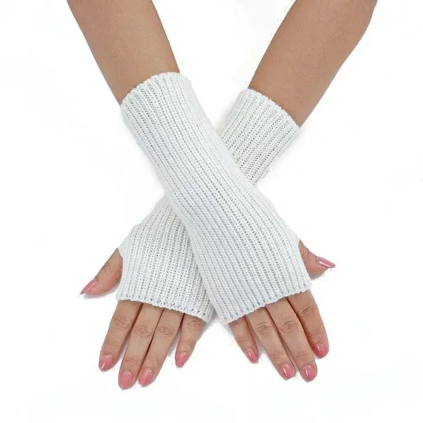 Acrylic Fibers Knitting Long Fingerless Gloves