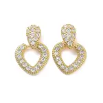 Clear Cubic Zirconia Hollow Out Heart Dangle Stud Earrings