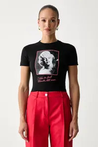 Guess crop top dámský s viskózou MARILYN MONROE