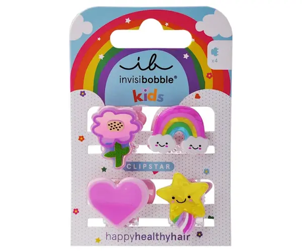 Dětské veselé skřipečky do vlasů Invisibobble Clipstar Happy World - 4 ks + dárek zdarma