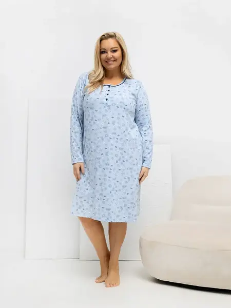 Plus size nočná košeľa svetlomodrá