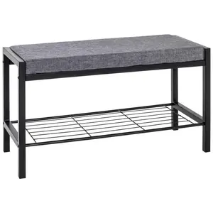 LAVICE S BOTNÍKEM, šedá, černá, 80/48/32 cm