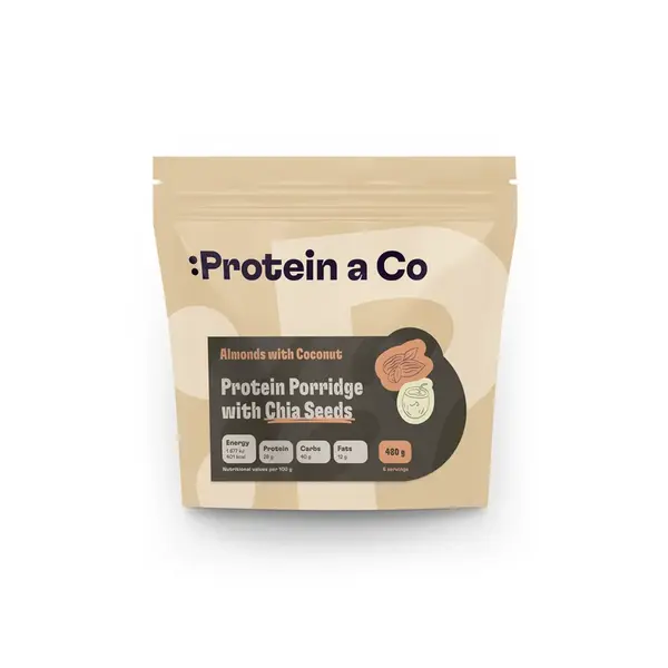 Protein a Co Proteinová kaše s chia 480 g Kokos s mandlí