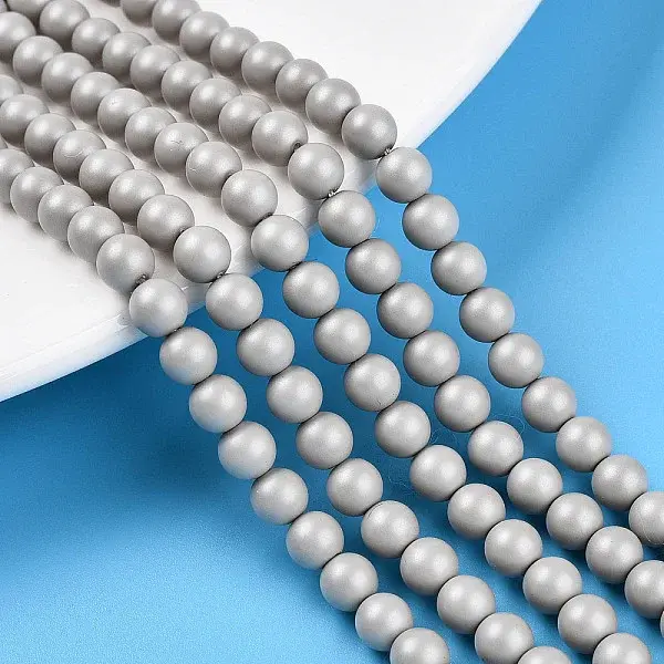 Baking Paint Pearlized Glass Pearl Bead Strands