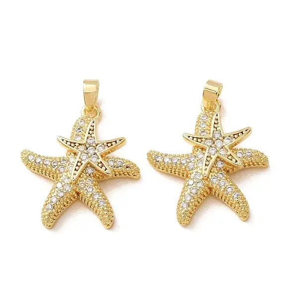 Brass Micro Pave Clear Cubic Zirconia Pendants