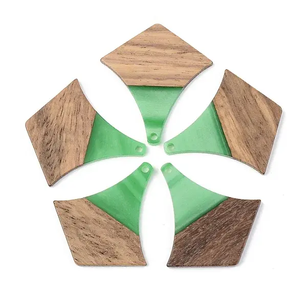 Opaque Resin & Walnut Wood Pendants