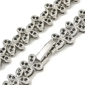 Rack Plating Brass Pave Cubic Zirconia Butterfly Link Necklaces
