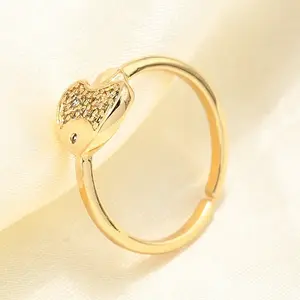Brass Micro Pave Clear Cubic Zirconia Cuff Rings for Women
