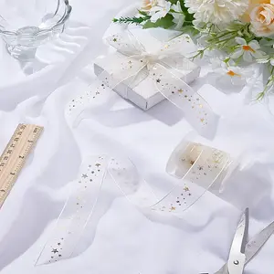 20 Yards Hot Stamping Star Polyester Chiffon Ribbons