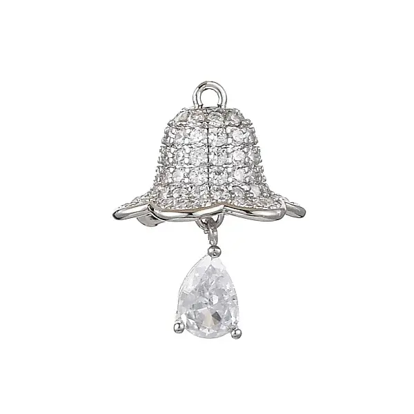 Rack Plating Brass with Cubic Zirconia Pendants