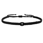 Adjustable Handmade Woven Waxed Cord Braided Bracelets with Acrylic Letter Beads