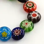 Flat Round Handmade Millefiori Glass Lampwork Beads