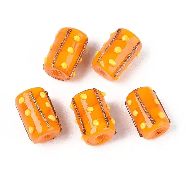 Handmade Gold Foil Glass Bumpy Beads