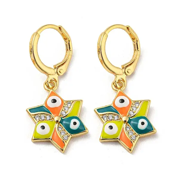 Golden Brass Dangle Leverback Earrings