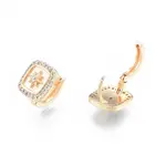 Clear Cubic Zirconia Square with Star Hoop Earrings