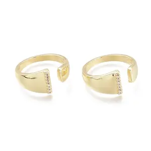 Brass Micro Pave Clear Cubic Zirconia Cuff Rings