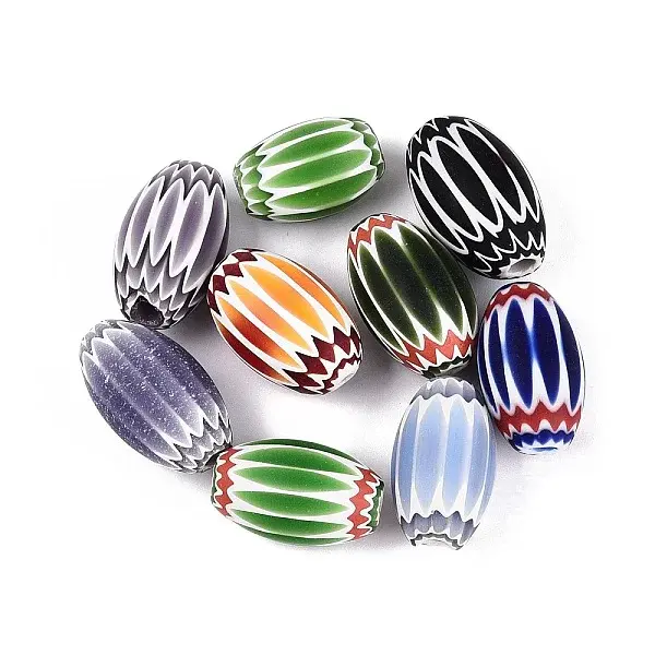 Handmade Millefiori Glass Barrel Beads