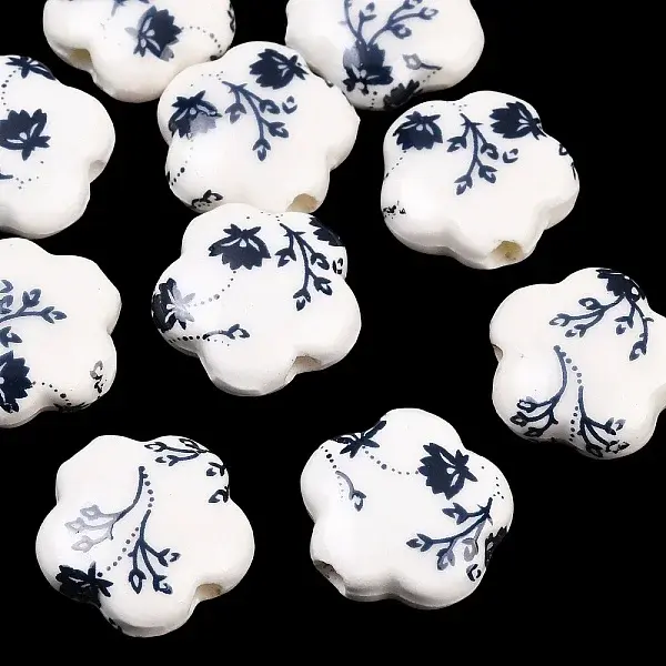Floral Printed Porcelain Beads