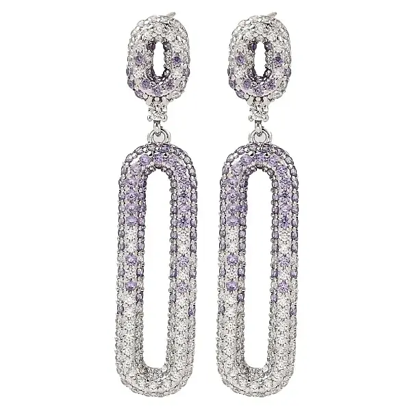 Brass Micro Pave Cubic Zirconia Dangle Stud Earrings