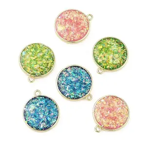 Rack Plating Brass Pendants with Synthetic Opal