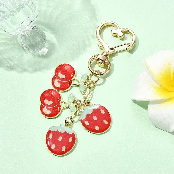 Cherry & Strawberry Alloy Enamel Pendant Decoration