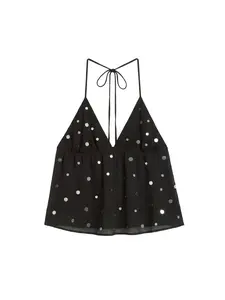 Pull&Bear Top  čierna / strieborná