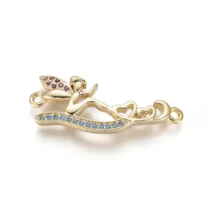 Brass Micro Pave Cubic Zirconia Links Connectors