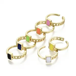 Brass Enamel Cuff Rings