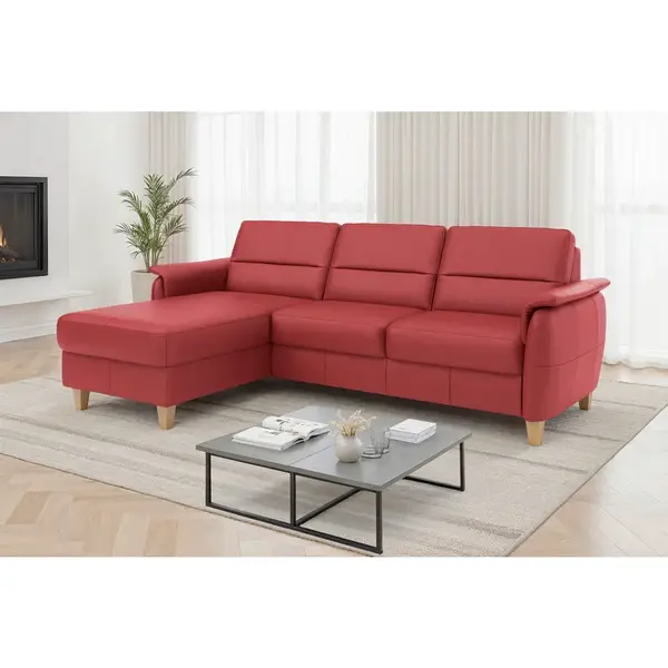 Sit & More ROHOVÁ SEDAČKA, textil, kůže, červená