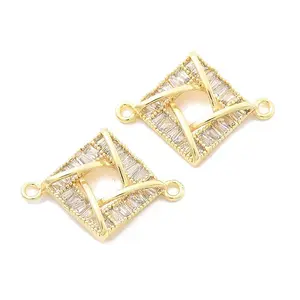Brass Clear Cubic Zirconia Connector Charms