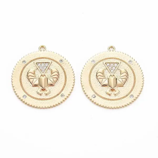 Brass Micro Pave Clear Cubic Zirconia Pendants