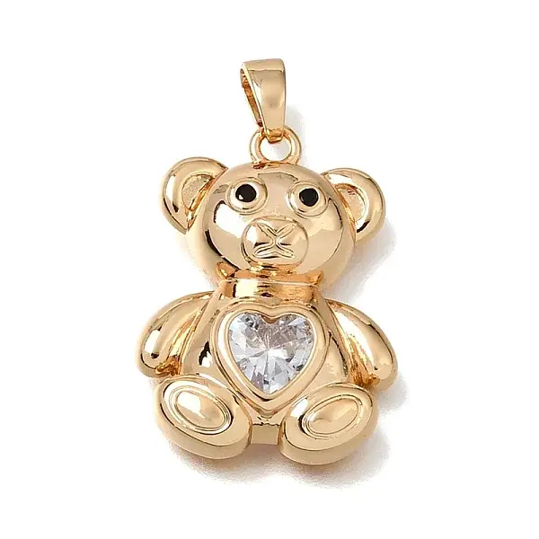 Brass Micro Pave Clear Cubic Zirconia Pendants